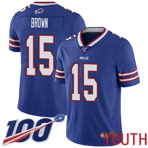 Youth Buffalo Bills #15 John Brown Royal Blue Team Color Vapor Untouchable Limited Player 100th Season NFL Jersey